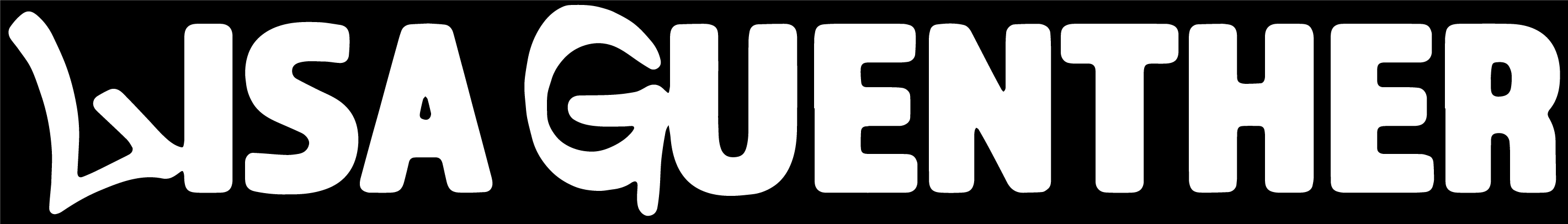 White logo spells out "Lisa Guenther" with the 'L' and the 'G' in a graffiti font and the rest of the name in a san-serif, clean font.