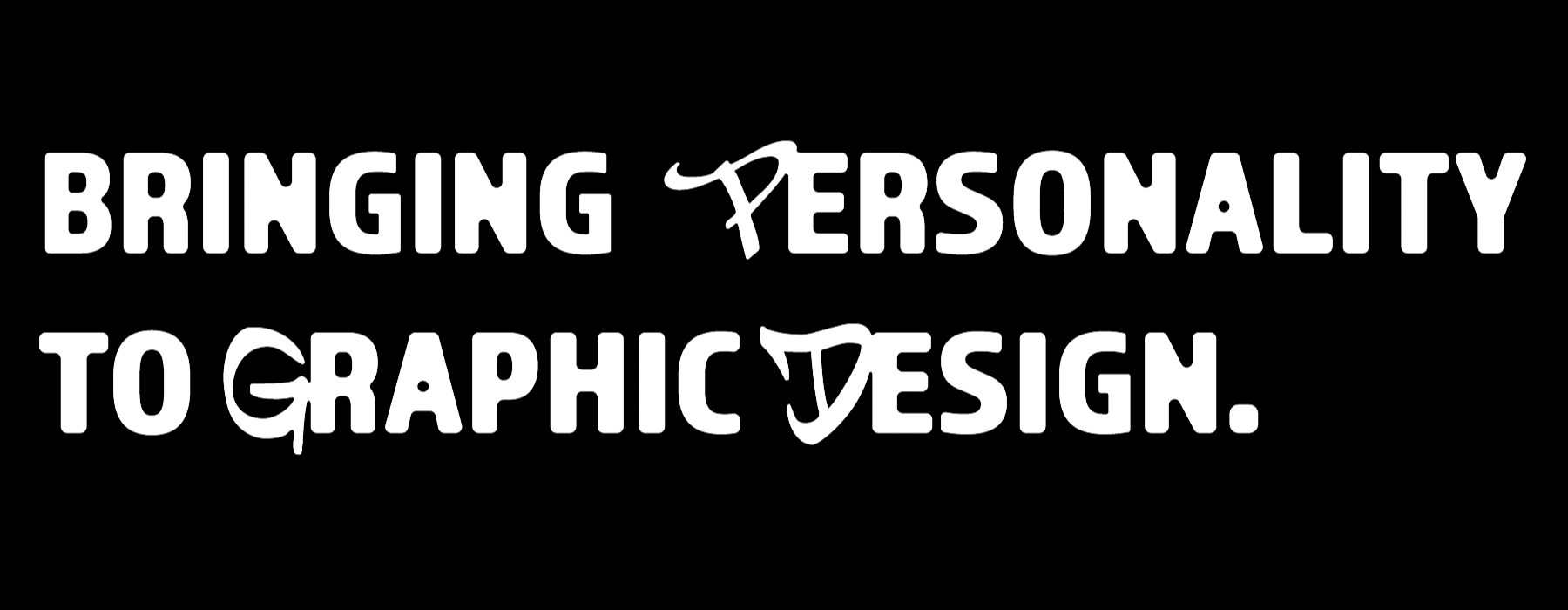 Text on black background says "Bringing personality to graphic design." with "personality," "graphic," and "design" in a handwritten-style font—a signature touch from Lisa Guenther Design.